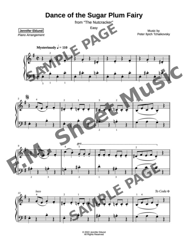 Dance of the Sugar Plum Fairy (Easy Piano) By F M Sheet Music Pop